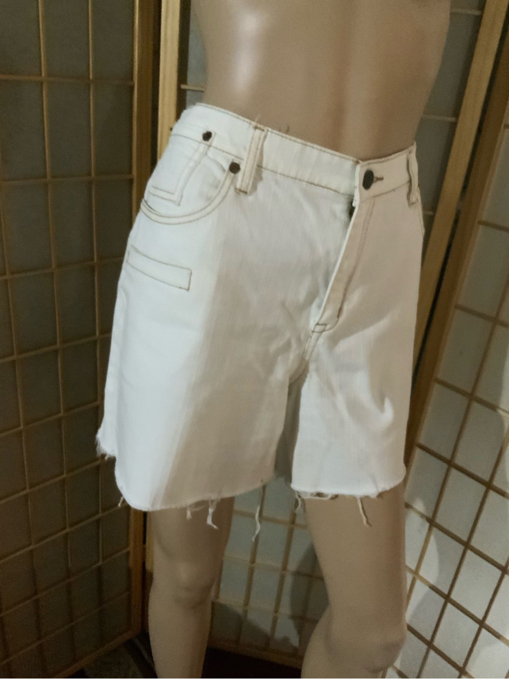 Women’s Cream Denim Cutoff Shorts